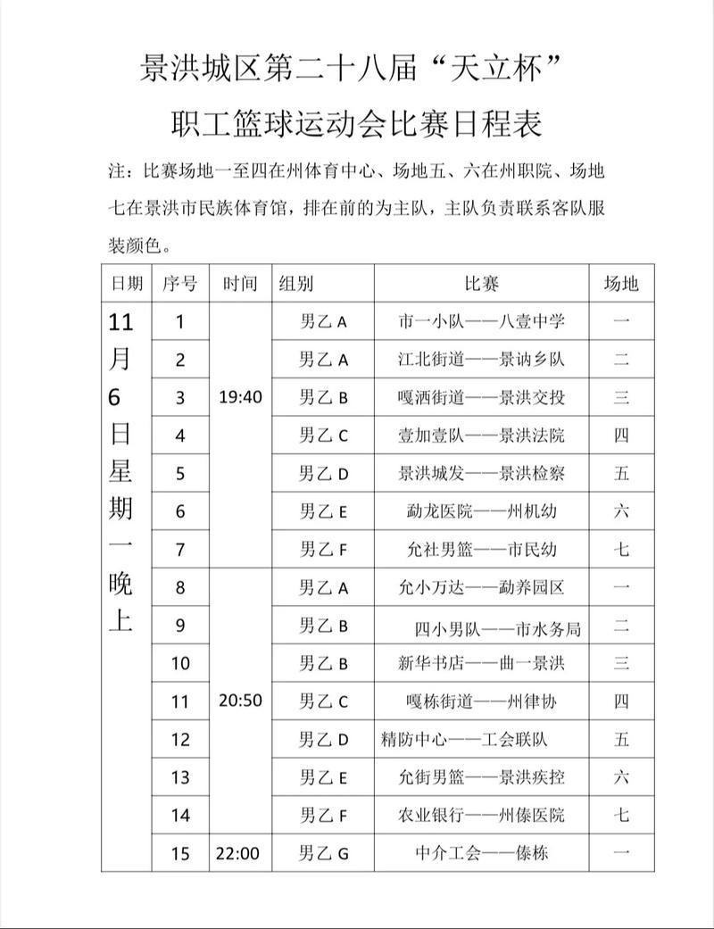 篮球赛赛事安排,篮球赛赛事安排表